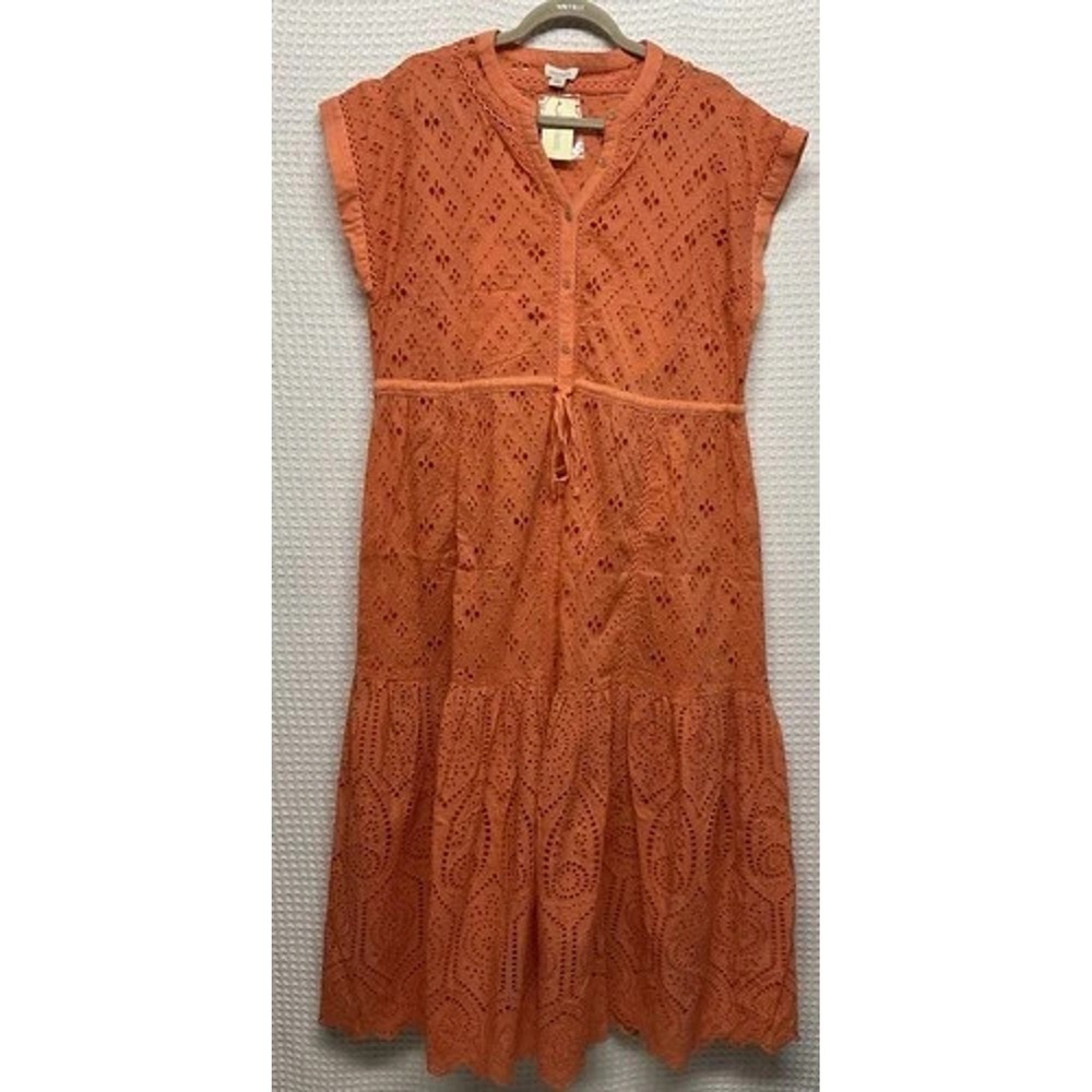 NWT‎ Sundance Astoria Orange Pheasant V-Neck Eyelet Maxi Dress Women XL India